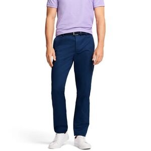 IZOD Mens American Chino Navy Blue Non-Iron Straight Fit Pants 42x30 NWT